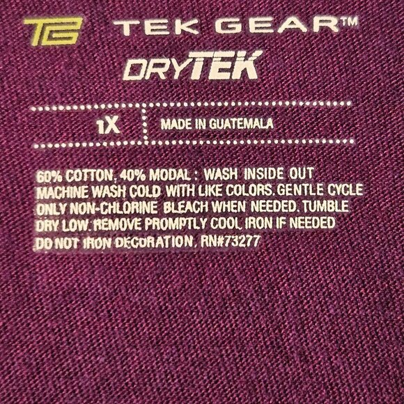 Tek Gear Dry Tek NWT V Neck Graphic Tee Hustle Hustle Hustle Size 1X - Picture 5 of 6